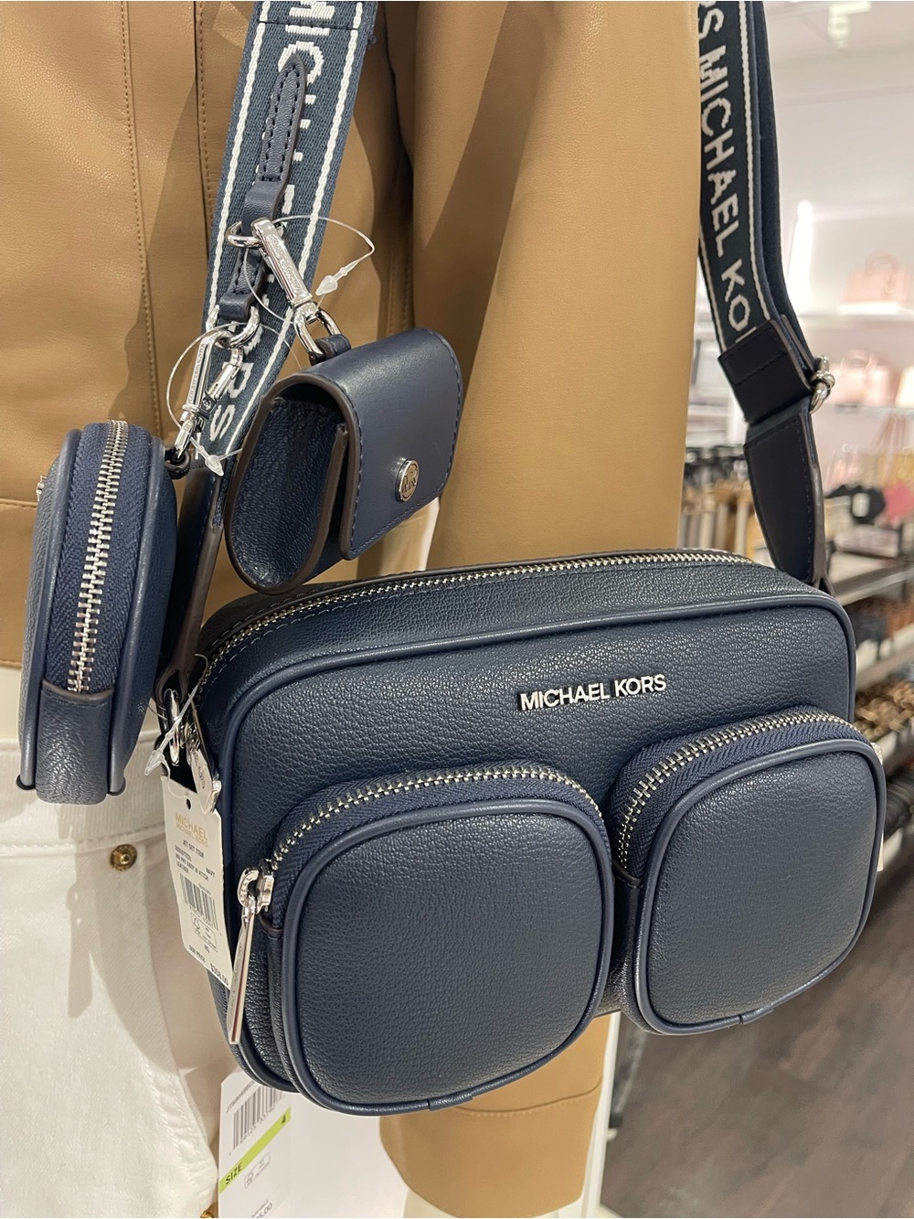 Michael Kors JST Md Pocket Xbody Crossbody Bag with Case for Apple Airpods Pro®